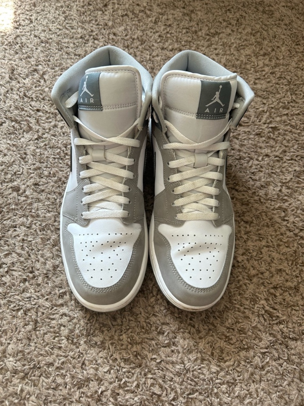 Jordan High-Top Sneakers in White and Light Gray